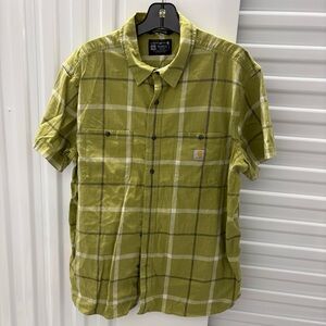 Carhartt Men’s Rugged Flex Short Sleeve green Plaid Button Down Size XXL